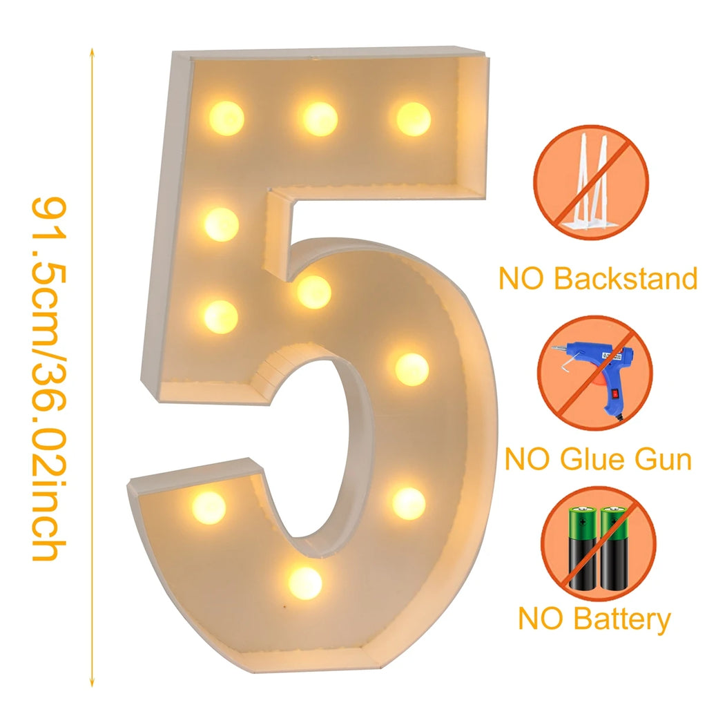 91.5cm Giant LED Light Birthday Number - 1st Birthday, Anniversary, Wedding Decor