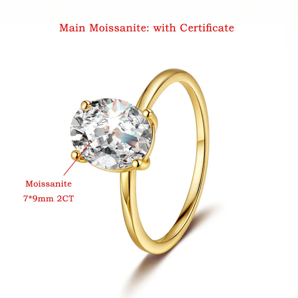 2ct Oval Moissanite Ring Set with Side Pear Diamond Stackable Wedding Band 925 Sterling Silver