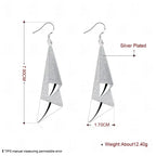 925 Sterling Silver 79mm Frosted Long Earrings Women Fashion Wedding Jewellery