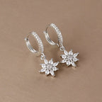 Luxury Stainless Steel Star Dangle Earrings Zircons Geometric Piercing