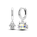 925 Sterling Silver Cats Dogs Animals Hoop Ear Studs Anniversary Gift