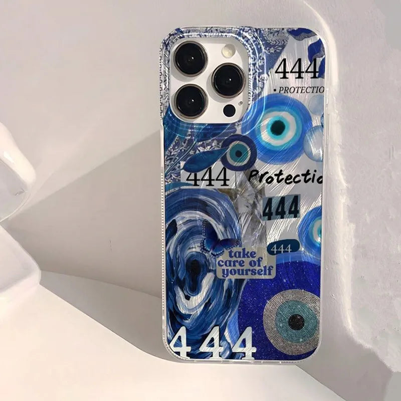 Evil Eye Butterfly Case for iPhone 17 16 15 14 13 12 11 Pro Max Plus 16e