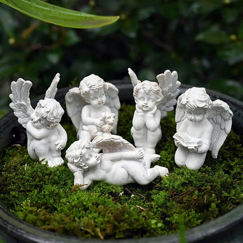 5pcs Miniature Baby Angels Flowerpot Decor Figurines Fairy Garden Bonsai Accessories