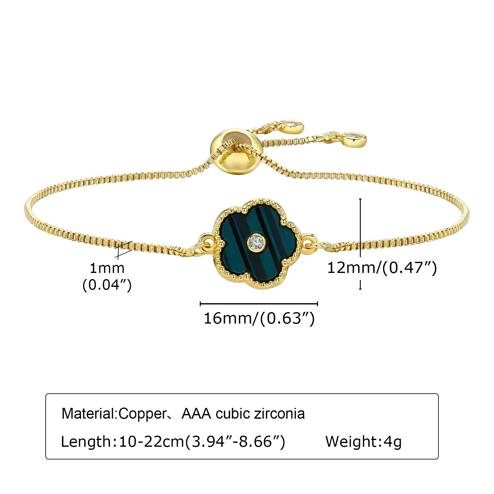 Stainless Steel Leaf Flower Bracelet Adjustable Woman Girl AAA Zirconia Inlay Christmas Gift