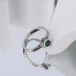 925 Sterling Silver Green Zircon Ring Wedding Engagement Female Vintage Luxury Accessory