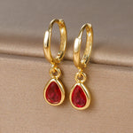 Vintage Gold Plated Zircon Huggie Hoop Earrings Water Drop Punk