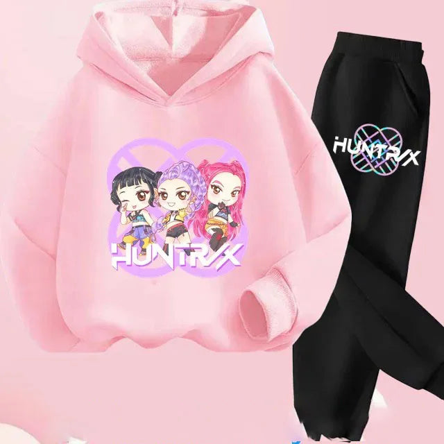 Toddler Girls Kpop Demon Hunters Fashion Hoodie & Sweatshirt Set Kids Suit