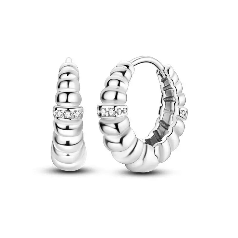 925 Sterling Silver Minimalist Staggered Circular Hoop Earrings Birthday Gift