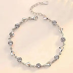 Zircon Heart Shaped Bracelet 925 Sterling Silver Women Valentine's Day Gift