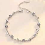 Zircon Heart Shaped Bracelet 925 Sterling Silver Women Valentine's Day Gift