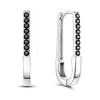 925 Sterling Silver Minimalist Blue Zircon Hoop Earrings Anniversary Gift