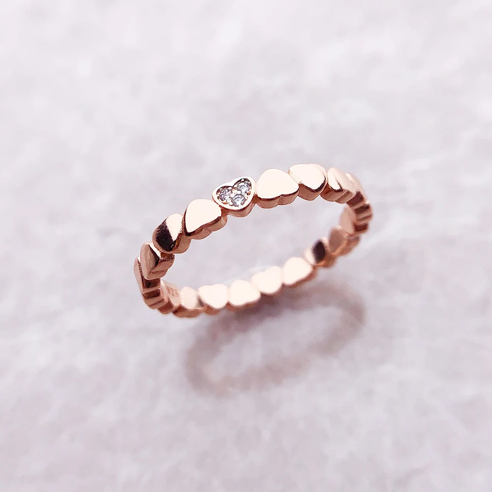 Love Hearts Ring 925 Sterling Silver Romantic Fine Jewellery Women Gift