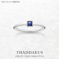 Blue Stone Square Timeless Ring 925 Sterling Silver Romantic Jewellery Women