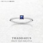 Blue Stone Square Timeless Ring 925 Sterling Silver Romantic Jewellery Women