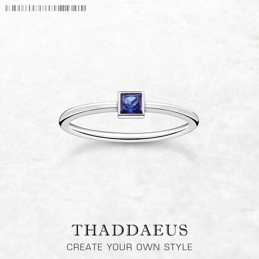 Blue Stone Square Timeless Ring 925 Sterling Silver Romantic Jewellery Women