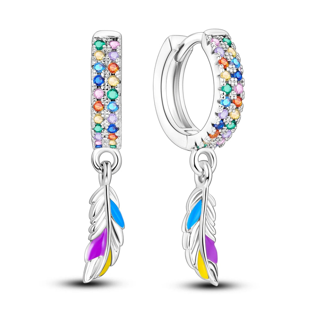 925 Sterling Silver Sparkling Wings Drop Earrings Trendy Anniversary Gift