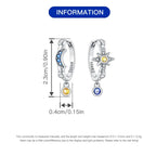 925 Sterling Silver Mysterious Star Moon Versatile Hoop Earrings Women's Gift
