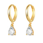 New Stainless Steel Cubic Zirconia Hoop Earrings Small Pendant