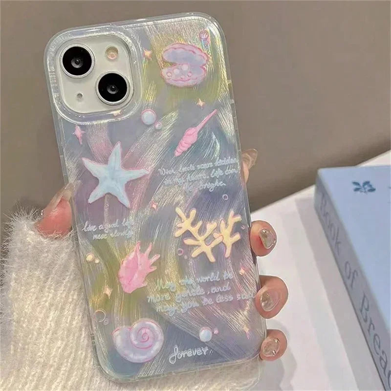 Shell Pattern Laser Case for Samsung A55 A54 A35 A16 S25 S24 S23 Ultra S22