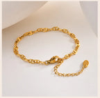 Stainless Steel Women Link Chain Bracelet, 18k Gold Plated Statement Female Jewelry