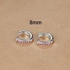 8mm Stainless Steel Minimal Hoop Earrings Zirconia Helix Tragus