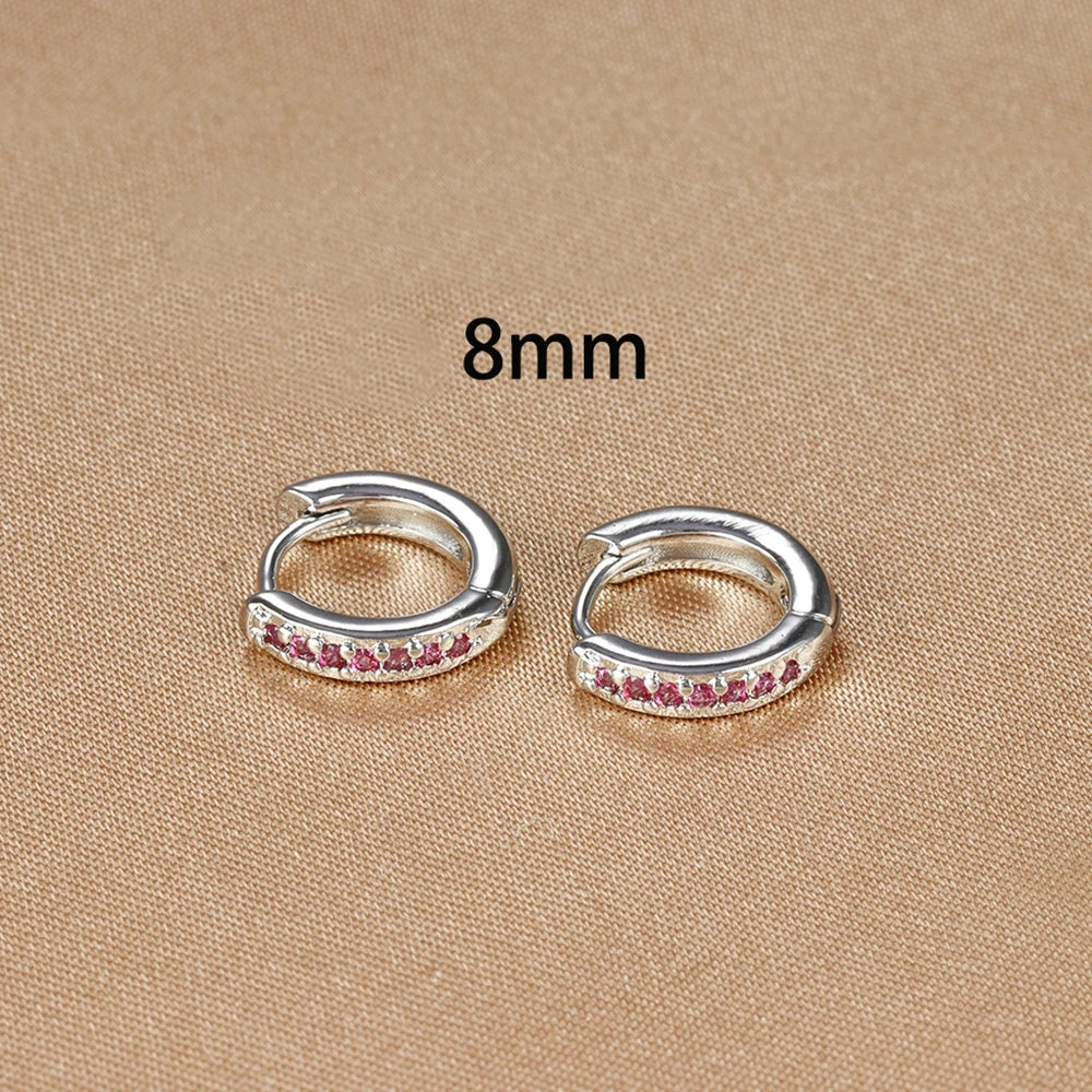 8mm Stainless Steel Minimal Hoop Earrings Zirconia Helix Tragus