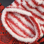 Pompom & Stripe Pet Hoodie, Red Plush Dog Cat Vest with Cute Hood, Soft Warm Fleece Jacket for Small Medium Puppy Kitten