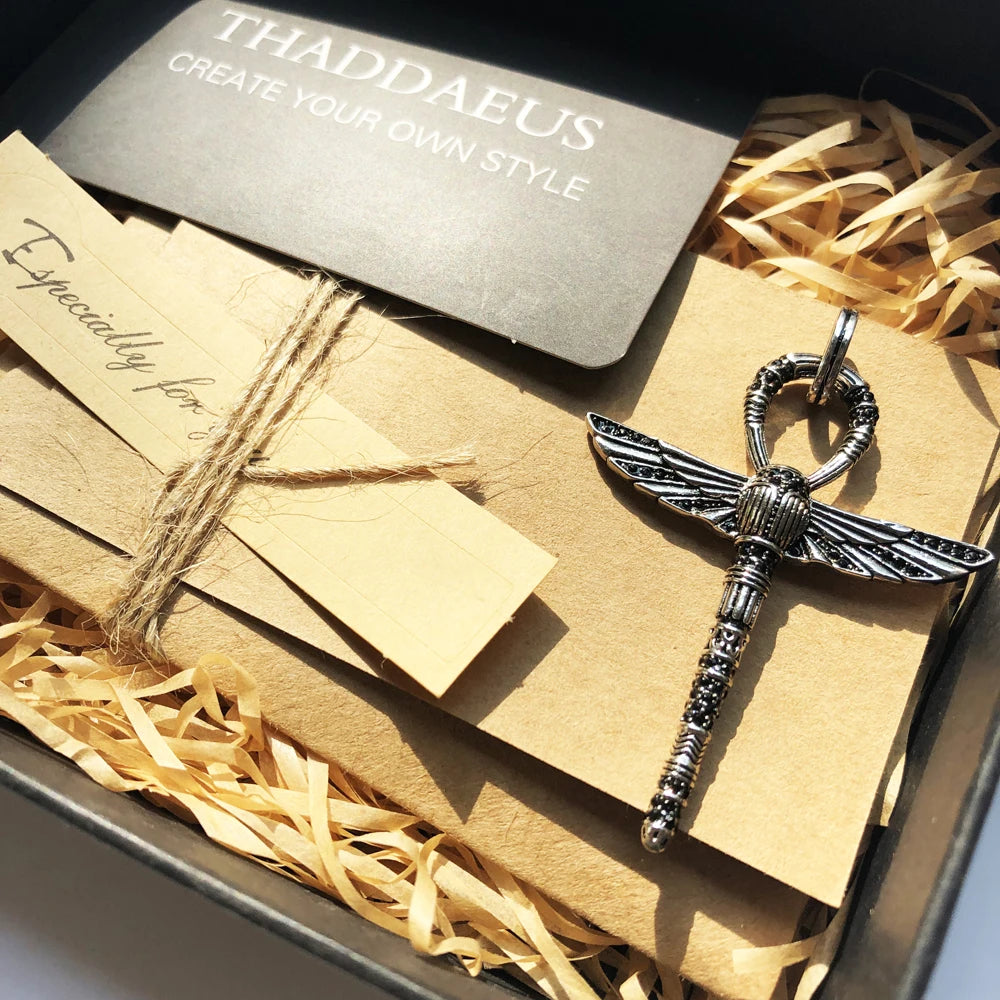 Ankh Cross of Life Scarab Necklace 925 Sterling Silver Vintage Jewellery