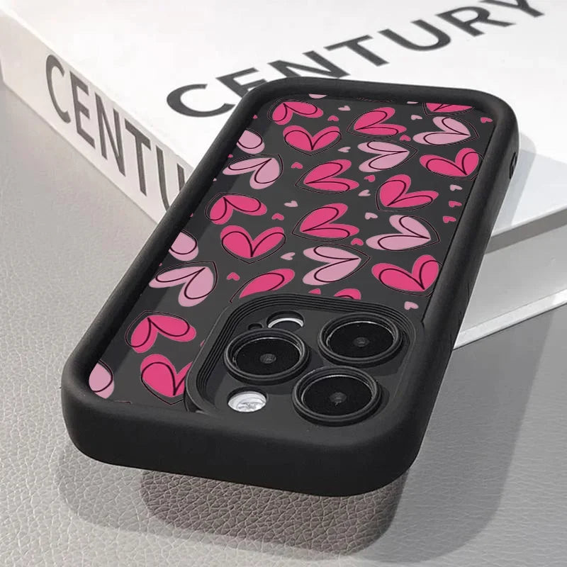 Pink Heart-Shaped Silicone Case for iPhone 17 16 15 14 13 12 11 Pro Max XR