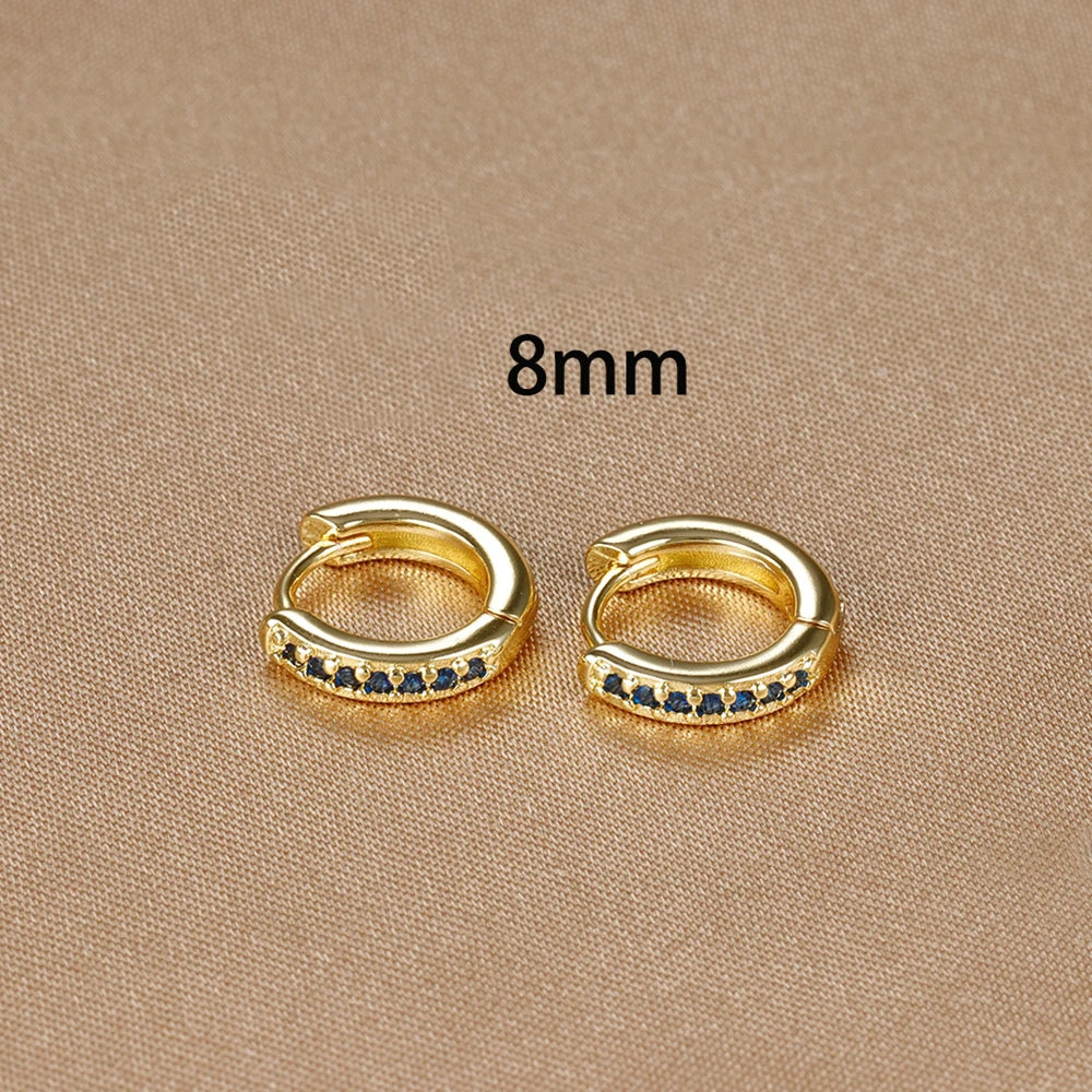 8mm Stainless Steel Minimal Hoop Earrings Zirconia Helix Tragus