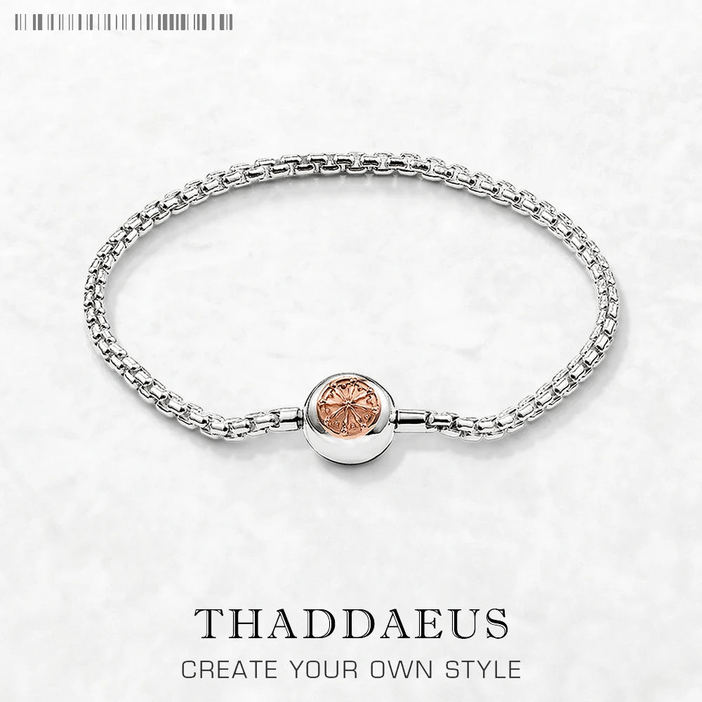 Rose Gold Link Chain Bracelet 925 Sterling Silver Trendy Karma DIY Gift