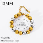 Metal Beads Heart Stainless Steel Bracelet Bangle Gold Colour Gift