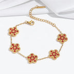 Flower Clover Zircon Stainless Steel Bracelet 2025 Trendy Wrist Chain