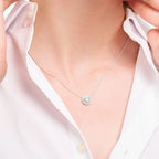 Halo Round Zircon Necklace 925 Sterling Silver Classic Fine Jewellery Gift