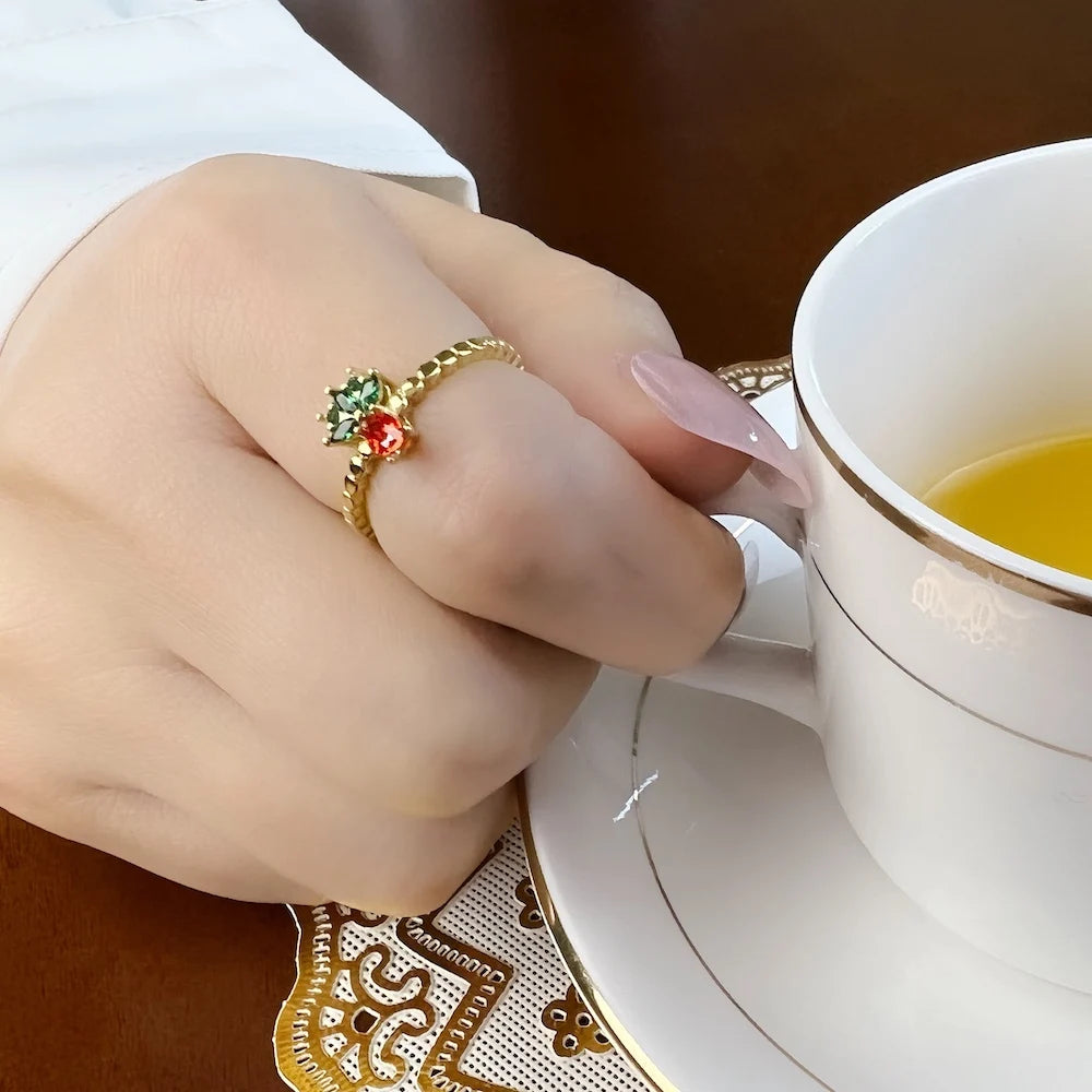 Golden Pineapple Ring 925 Sterling Silver Sweet Fashion Jewellery Women Gift