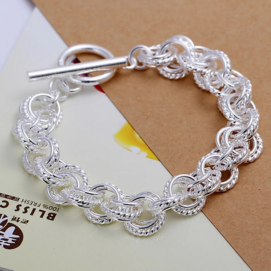 Pretty Circle Fashion Bracelet 925 Sterling Silver Wedding Party Jewellery