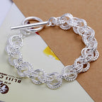Pretty Circle Fashion Bracelet 925 Sterling Silver Wedding Party Jewellery