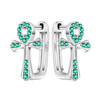 925 Sterling Silver Blue White Cross Versatile Hoop Earrings Birthday Gift