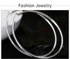 925 Sterling Silver 50mm Simple Circle Earrings Women Engagement Hip Hop Gift