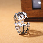925 Sterling Silver Three Layers Fish Adjustable Ring Engagement Wedding Vintage Accessory