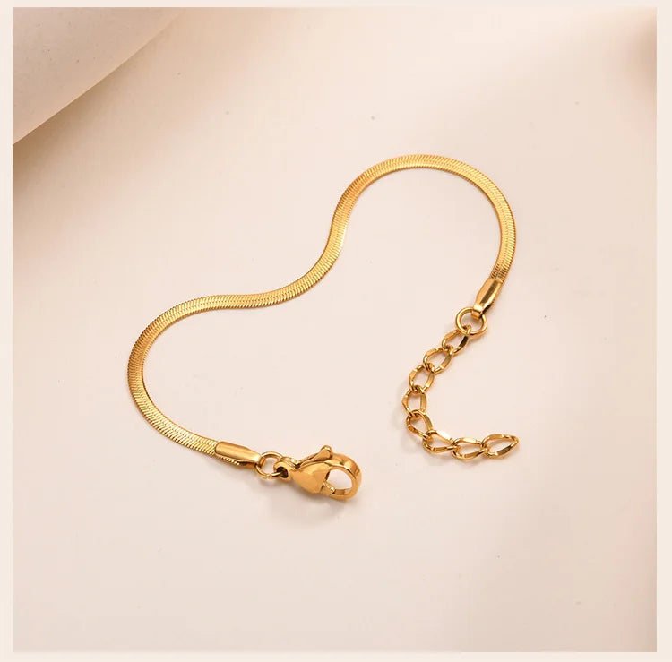 Snake Chain Bracelets for Little Girls 12cm-15cm, Hypoallergenic Non Tarnish Stainless Steel Adjustable Link