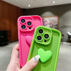 3D Love Heart Pink Matte Case for iPhone 17 16 15 14 13 12 11 Pro Max Plus