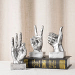 Resin Gesture Hand Finger Figurines Sculpture Retro Ornament Shop Interior Decor