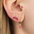 3PCS Zircon Flower Pendant Earring Sets Stainless Steel Cartilage