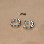 8mm Stainless Steel Minimal Hoop Earrings Zirconia Helix Tragus
