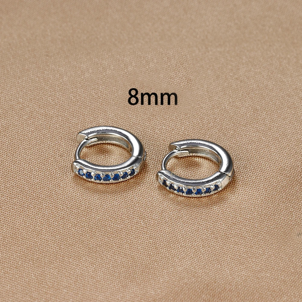 8mm Stainless Steel Minimal Hoop Earrings Zirconia Helix Tragus