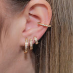 2PCS Stainless Steel CZ Zircon Small Hoop Earrings Men 6mm 8mm 10mm