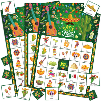 37pc Mexican Fiesta Party Bingo Games Cards Kids Activity Set - Ship from UK