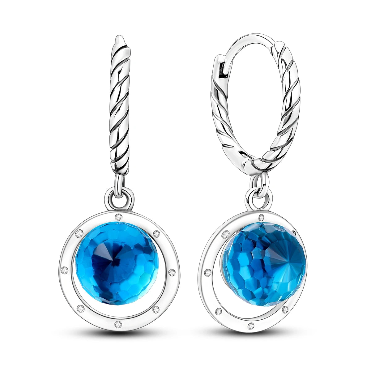 925 Sterling Silver Crystal Circular Eardrops Fashion Versatile Drop Earrings