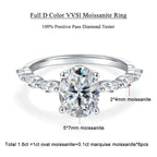 2CT Full Moissanite Engagement Ring Oval Marquise Cut Diamond 925 Sterling Silver GRA Certified